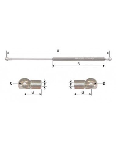 Gas Strut L245-350N John Deere AL110626, AL110629, AL151278, AL174358, AL78435, ER047788, ER47788