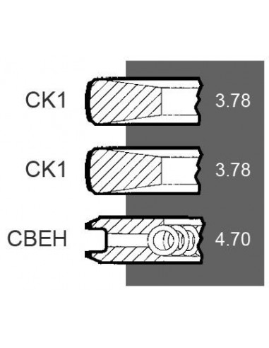 Piston Ring Set Ø 116 - 3.78x3.78x4.70 mm John Deere AR73627, HCNRE48380, RE48380, A-RE48380,