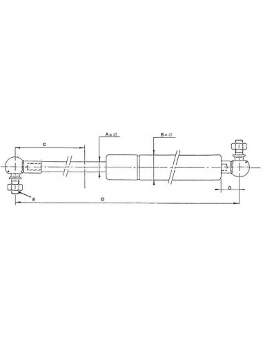 Gas Operated Cylinder 340 mm 100N John Deere AZ102727, AZ43775, 1492WB, 903442