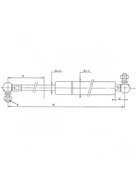 Gas Operated Cylinder 340 mm 100N John Deere AZ102727, AZ43775, 1492WB, 903442
