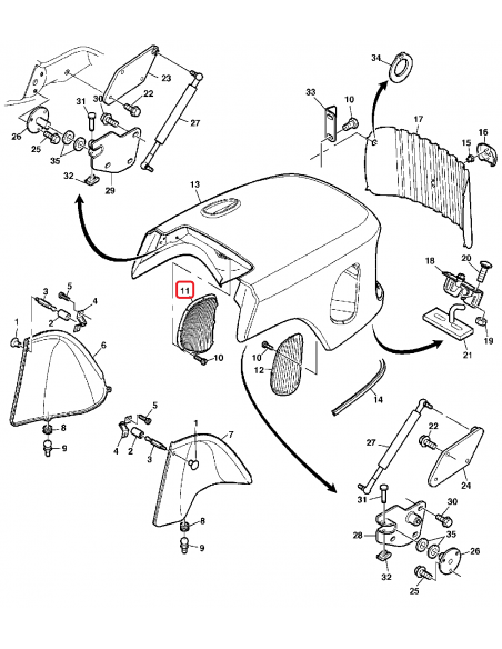 Grila Aer Capota - Dreapta John Deere R225781, RE219286