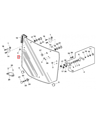 Glass, Rear Window 605x785x870 mm John Deere R261272