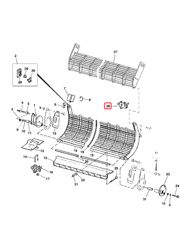 Concave Insert With Spring, Pin, Roll Pin & Washer John Deere H206842-JD, AH206756, AH171207, AH153688, AH137523, H206842, AH143