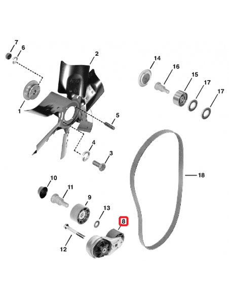 Belt Tensioner John Deere RE37981, RE68715, RE70535, Ford New Holland/Landini 86013886